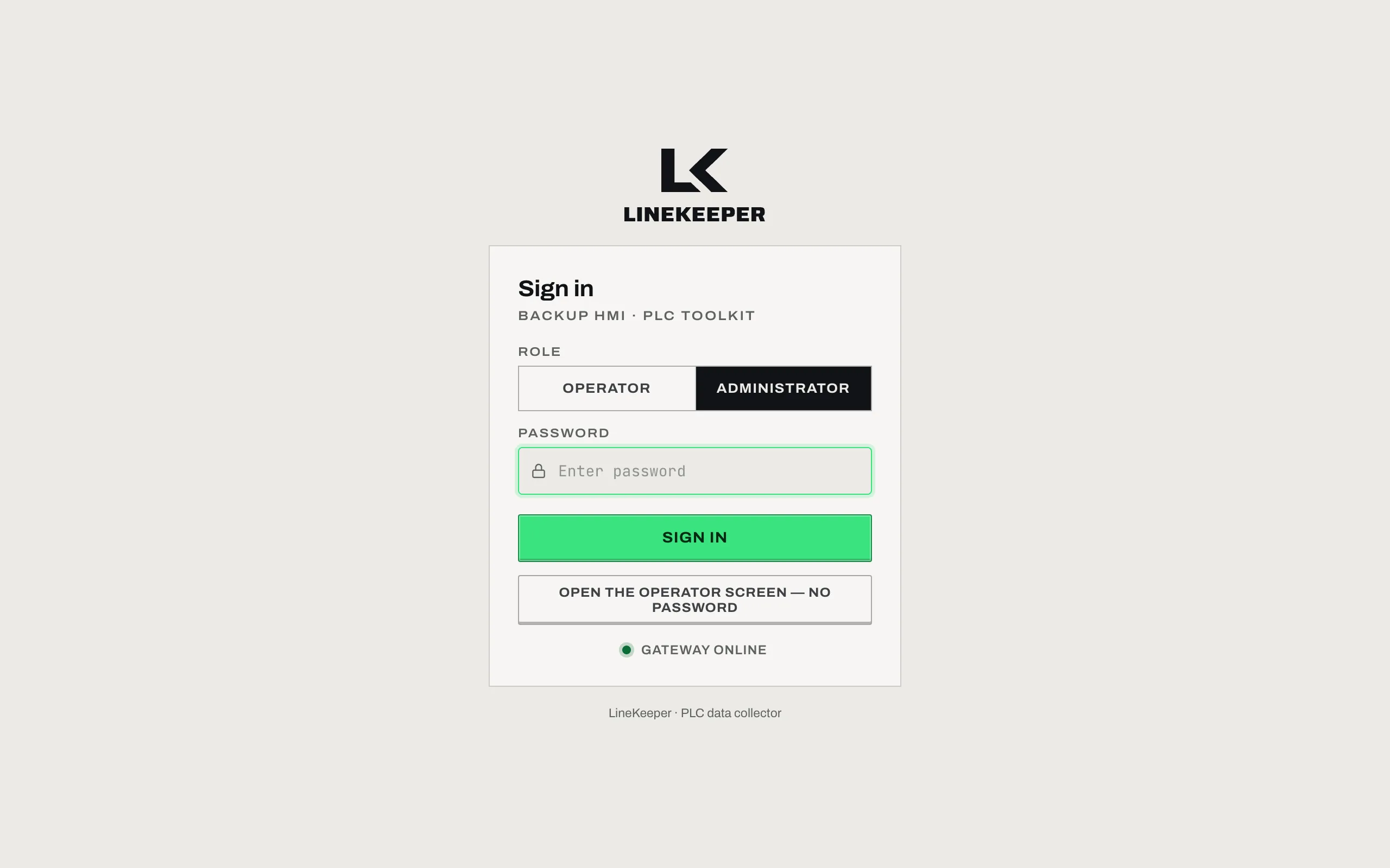 Sign-in screen